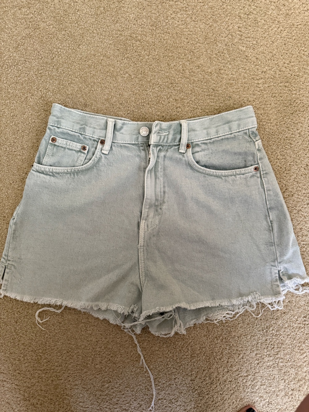 Pull&Bear Light Blue Distressed Denim Shorts